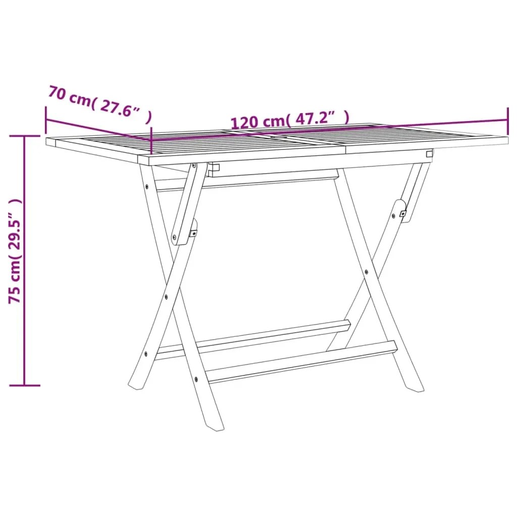 Folding Garden Table 120x70x75 cm Solid Wood Teak Price