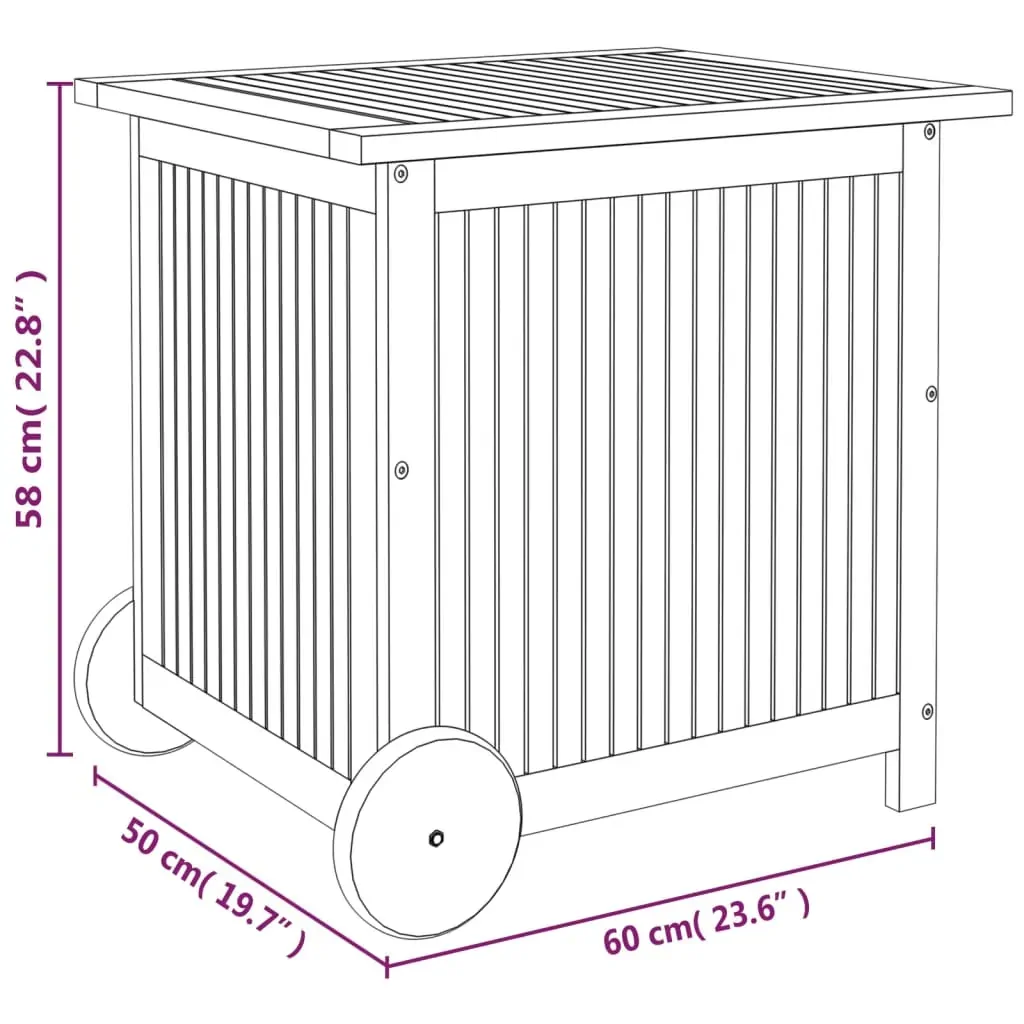 Garden Storage Box with Wheels Solid Wood Acacia Price