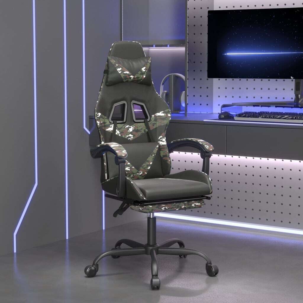 Swivel Gaming Chair with Footrest Faux Leather Price