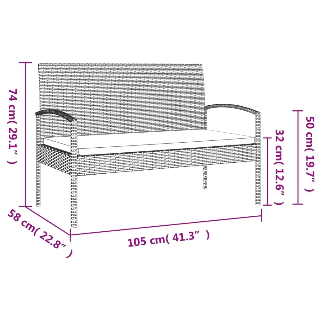 Garden Bench with Cushion 105 cm Poly Rattan Price