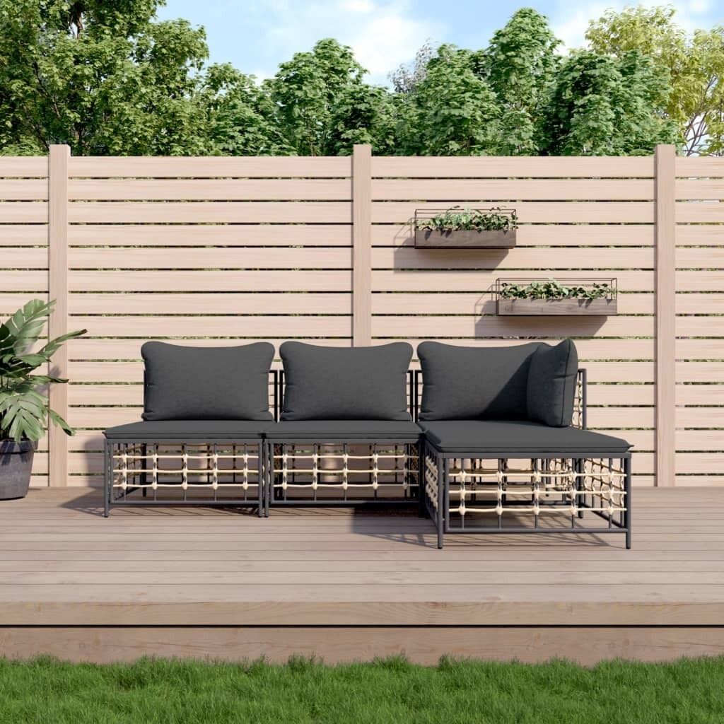 Garden Lounge Set with Cushions Anthracite Poly Rattan Price