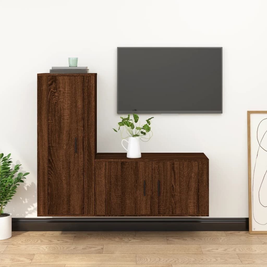 2 Piece TV Cabinet Set Engineered Wood Price