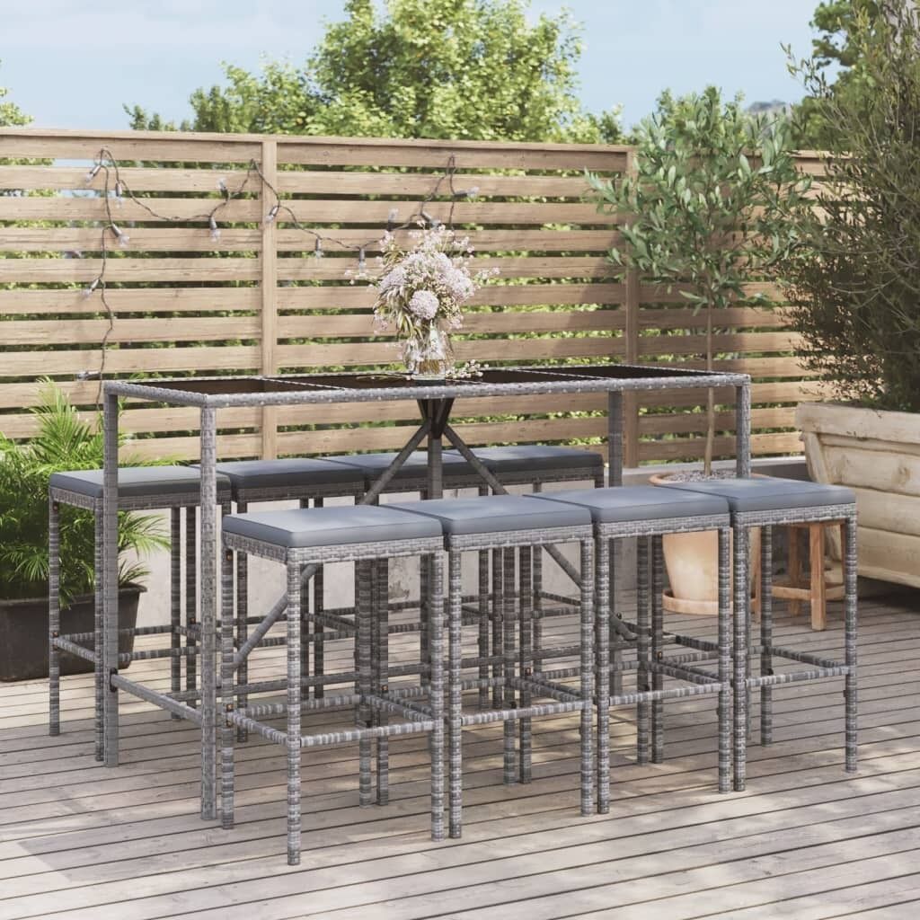 Garden Bar Set with Cushions Poly Rattan Price