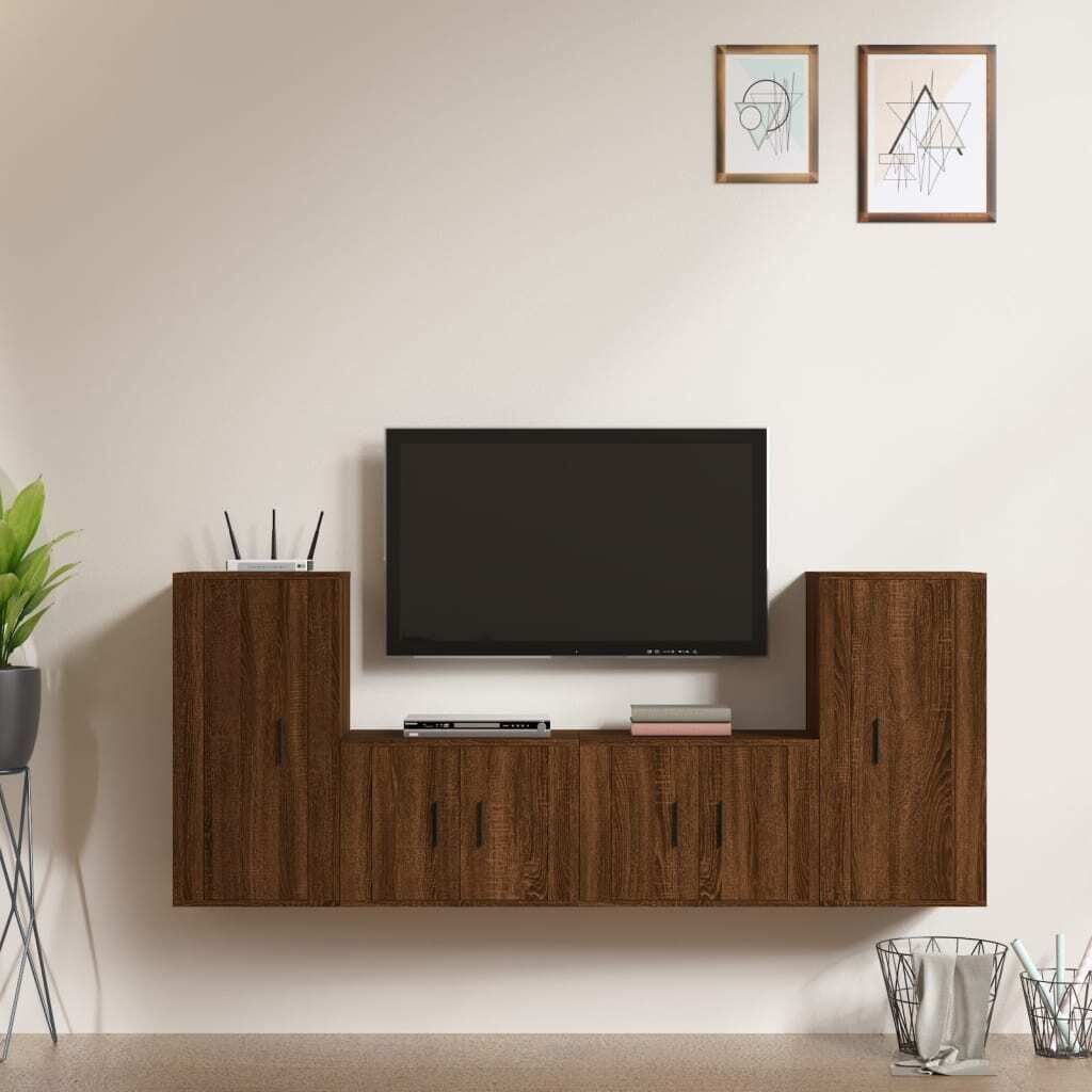 4 Piece TV Cabinet Set Engineered Wood Price