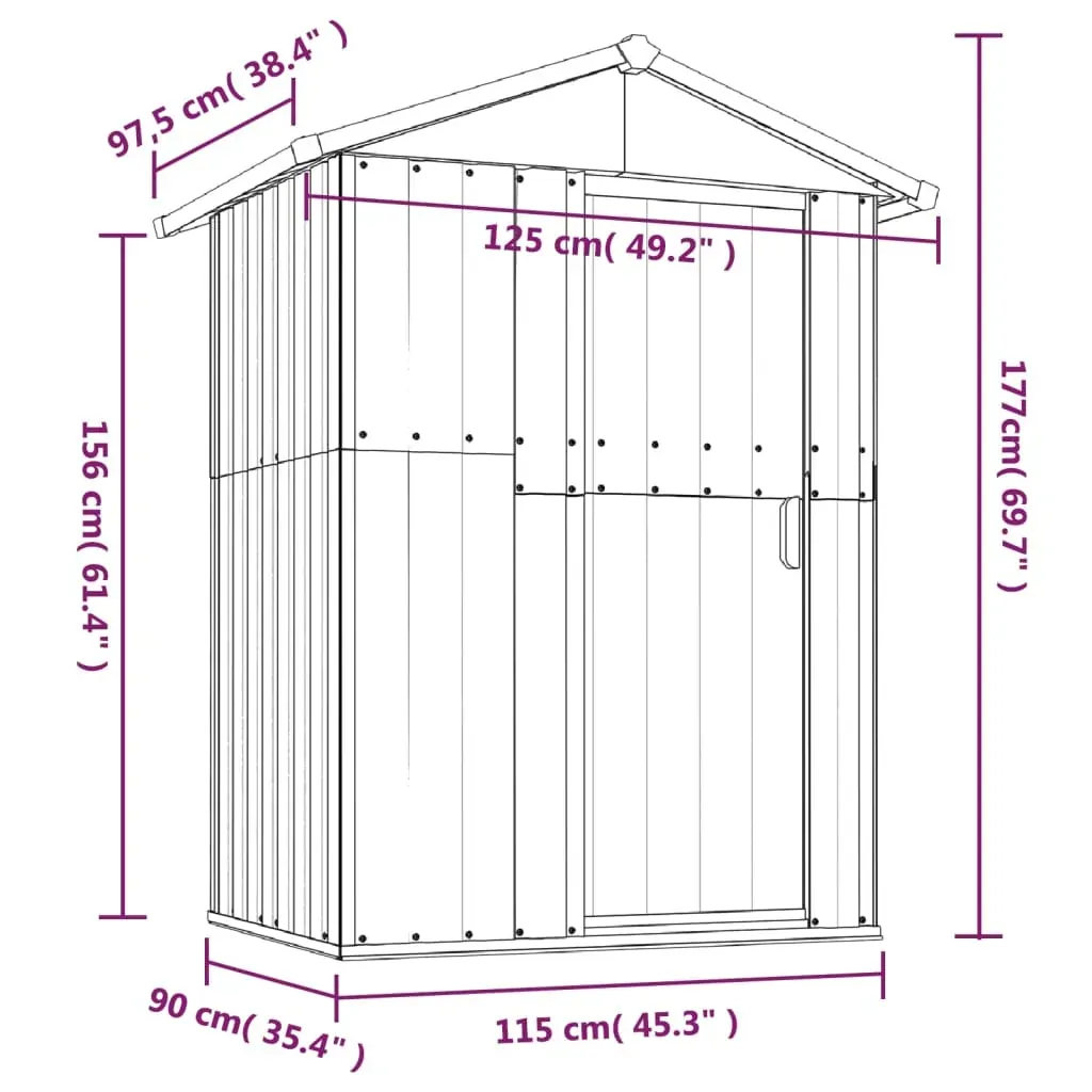 Garden Shed 126x97.5x177 cm Galvanised Steel Price