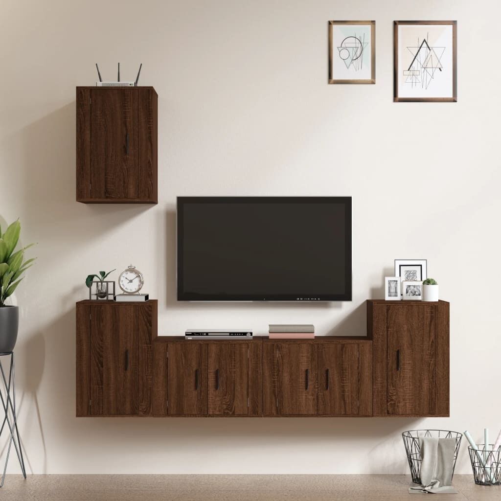 5 Piece TV Cabinet Set Engineered Wood Price