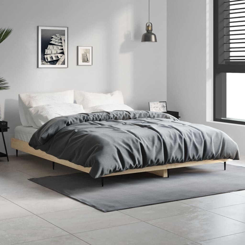 Bed Frame without Mattress White 150x200 cm Engineered Wood Price