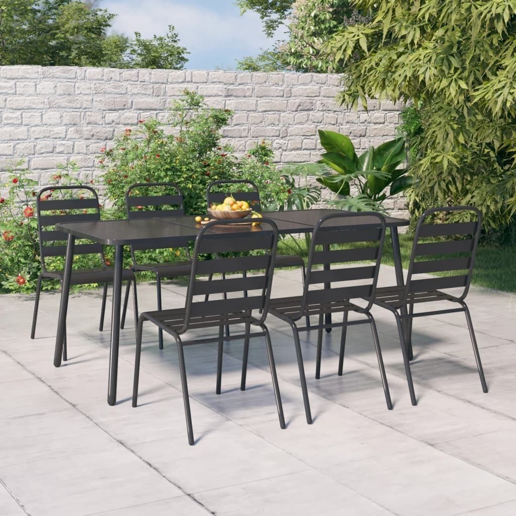 Garden Dining Set Anthracite Steel Price