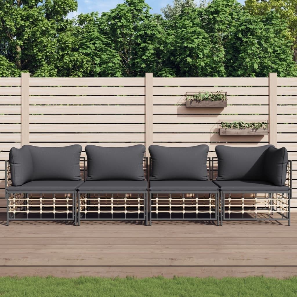 Garden Lounge Set with Cushions Anthracite Poly Rattan Price