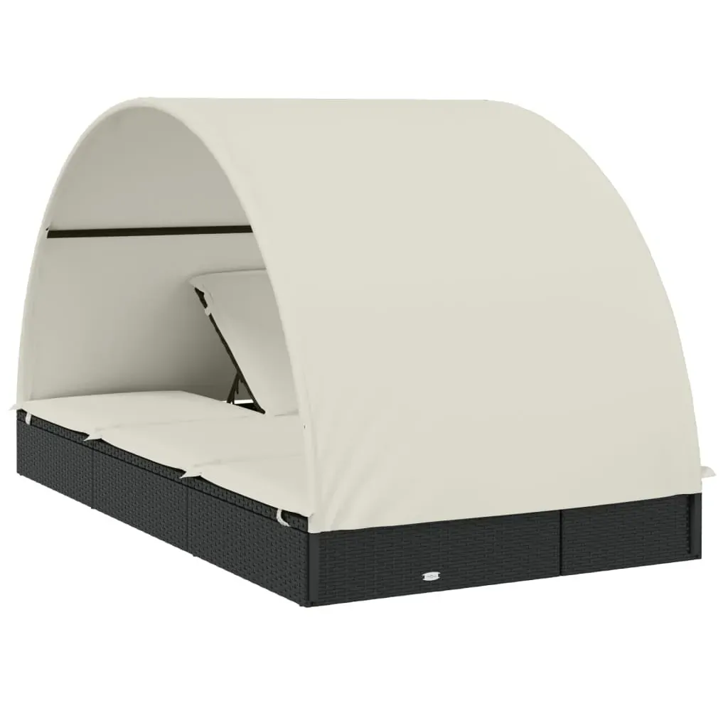 2-Person Sunbed with Round Roof 211x112x140 cm Poly Rattan Price