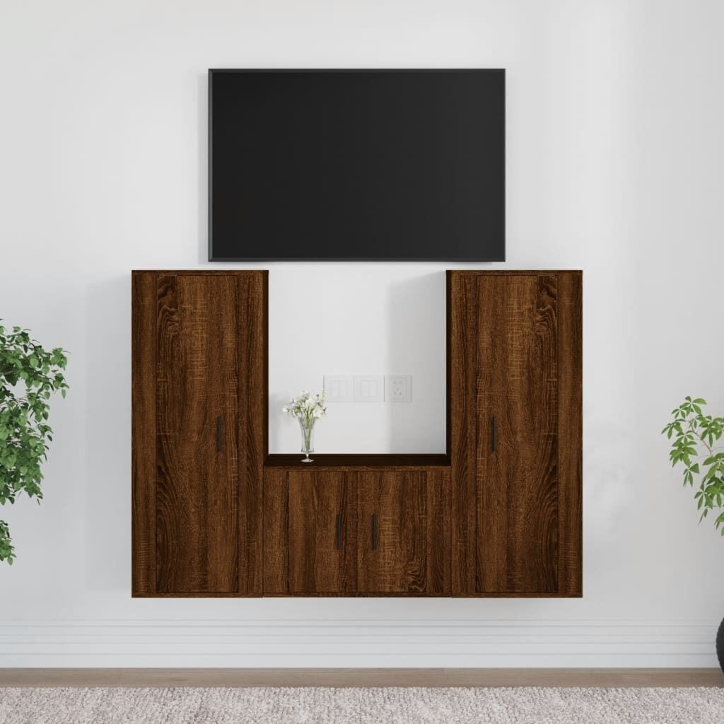 3 Piece TV Cabinet Set Engineered Wood Price