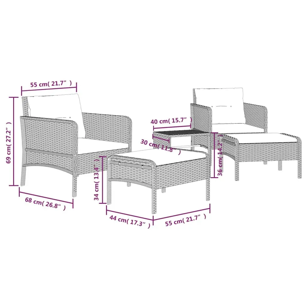 5 Piece Garden Lounge Set with Cushions Poly Rattan Price
