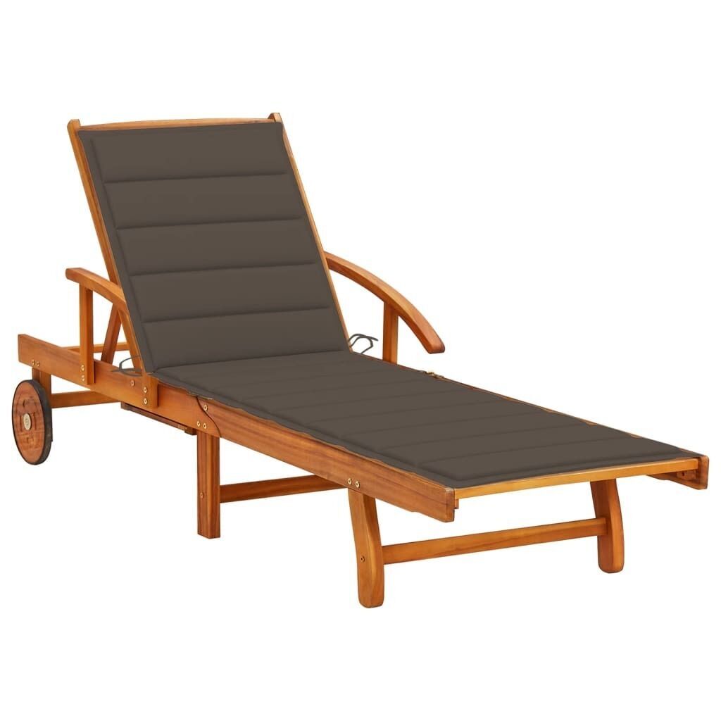 Garden Sun Lounger with Cushion Solid Acacia Wood Price