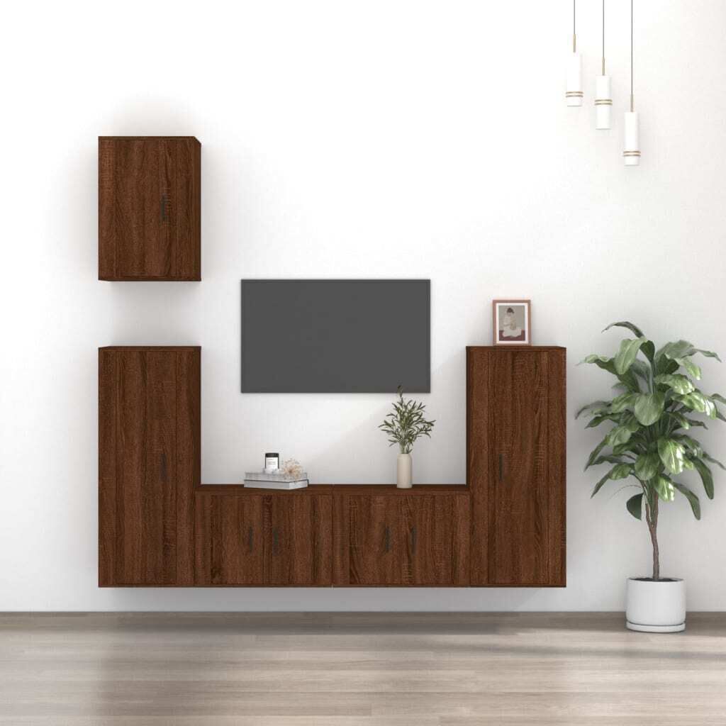 5 Piece TV Cabinet Set Engineered Wood Price