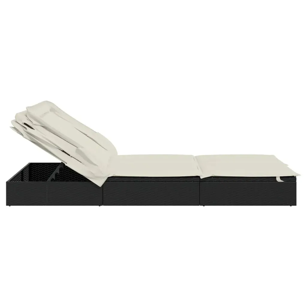 2-Person Sunbed with Foldable Roof 213x118x97 cm Poly Rattan Price