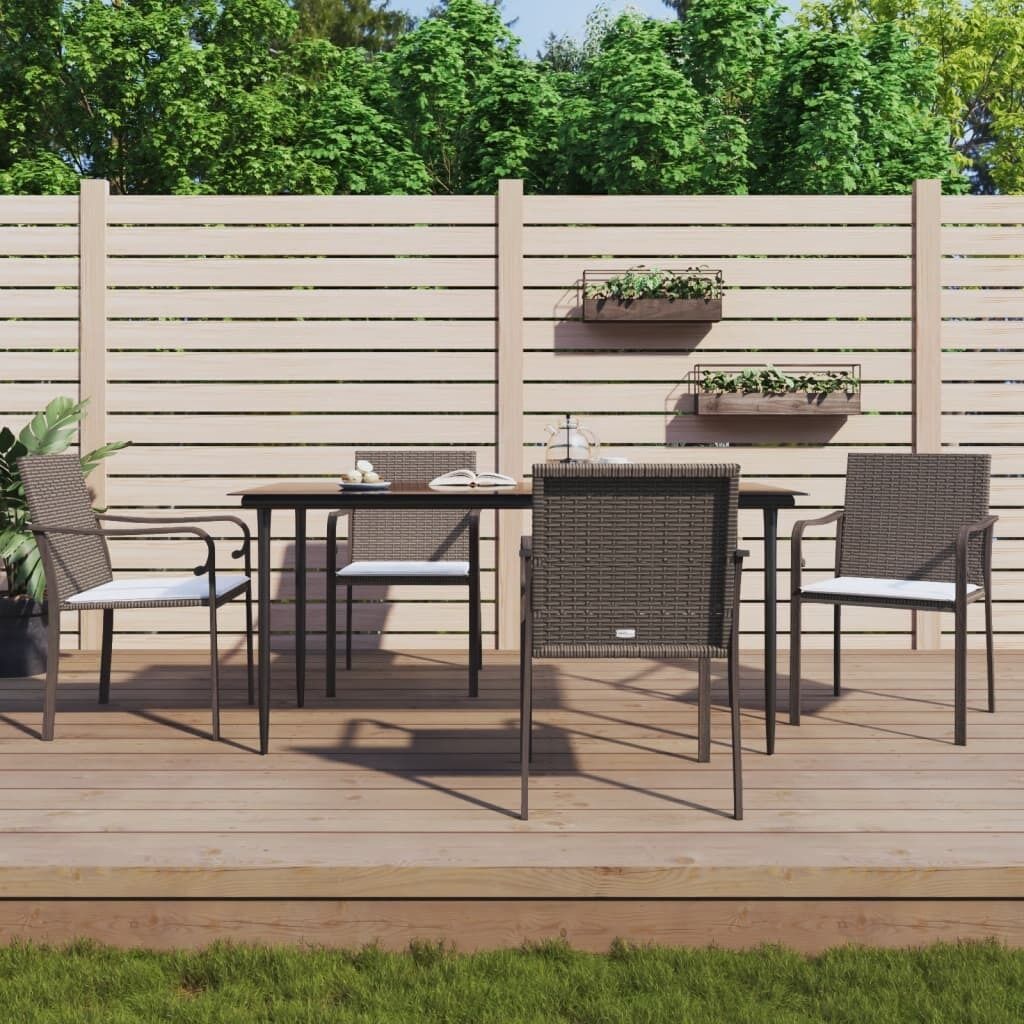 Garden Dining Set with Cushions Poly Rattan and Steel Price