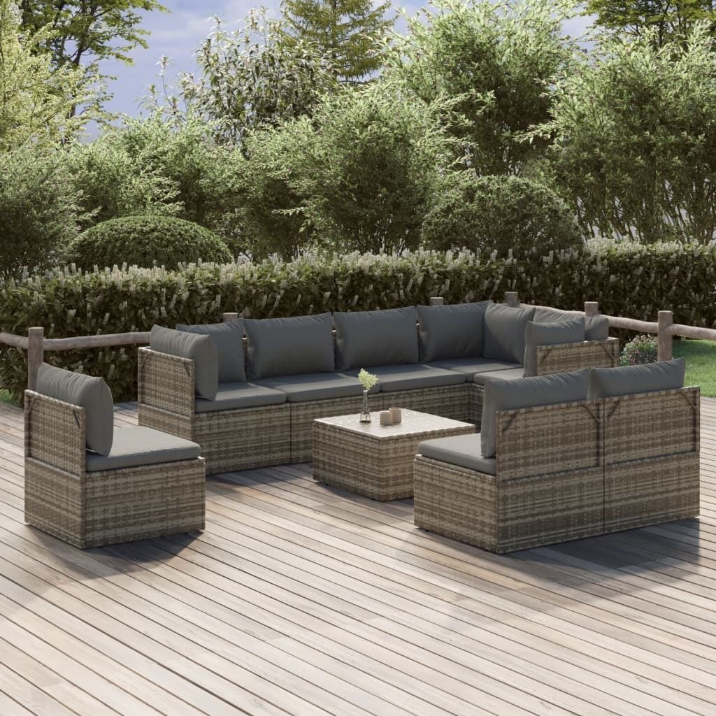 Garden Lounge Set with Cushions Grey Poly Rattan Price