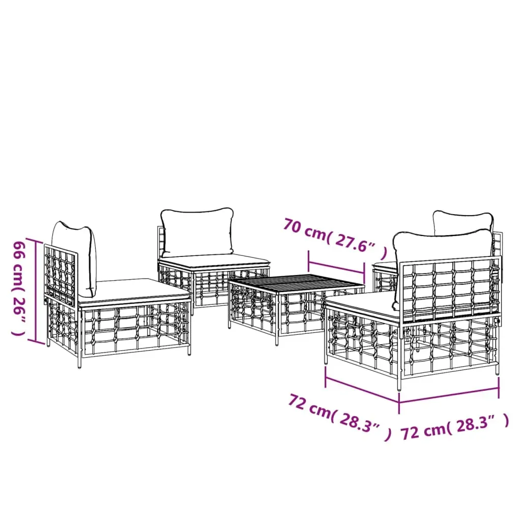 5 Piece Garden Lounge Set With Cushions Anthracite Poly Rattan Price