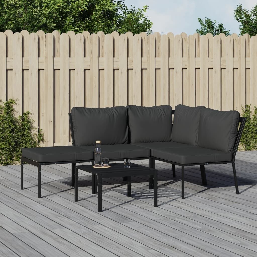 Garden Lounge Set with Grey Cushions Steel Price