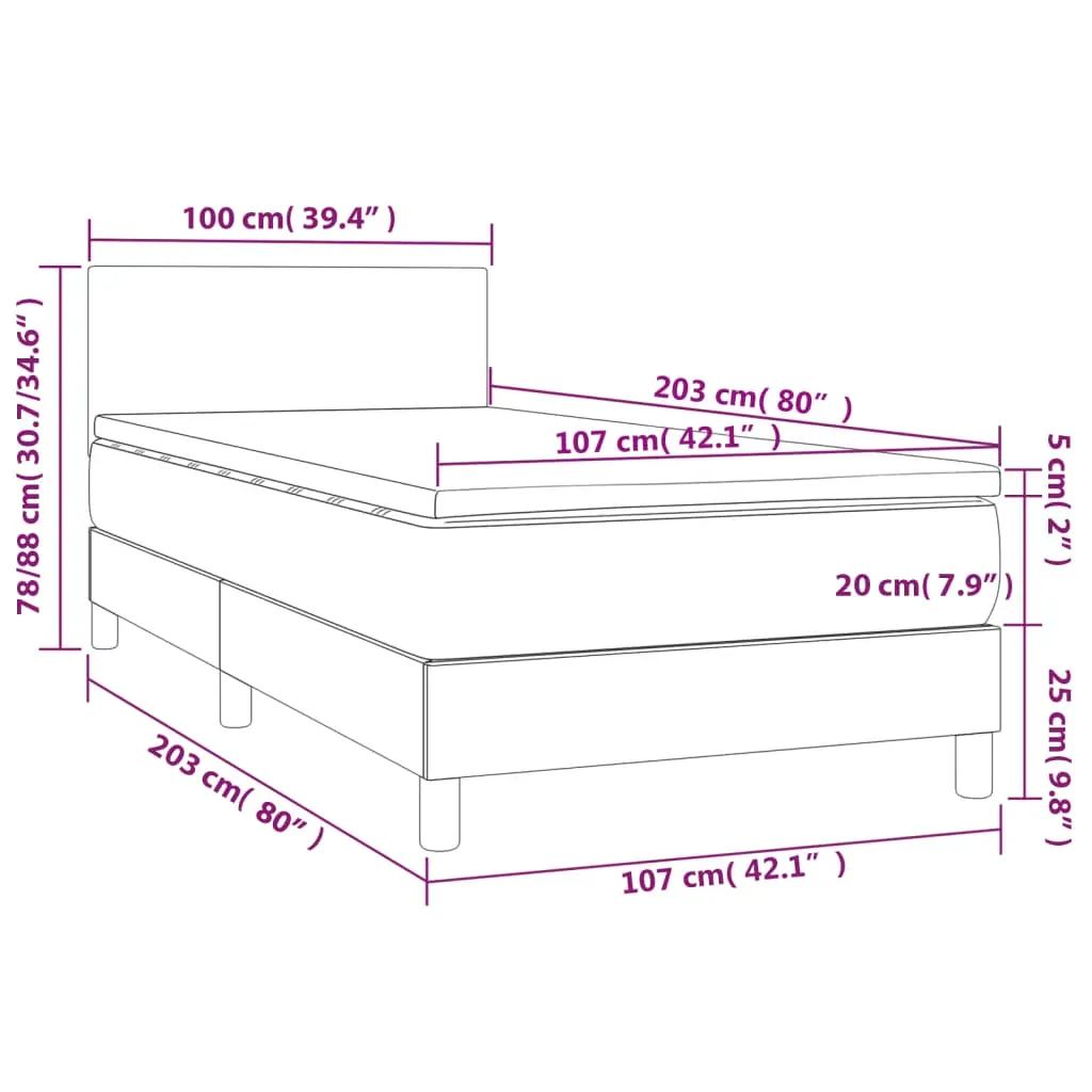 Box Spring Bed with Mattress & LED Black 100x200cm Faux Leather Price