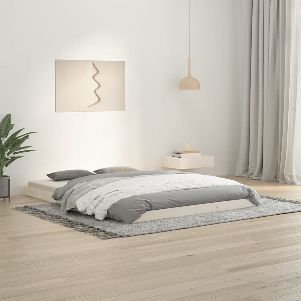 Bed Frame without Mattress White 183x203 cm King Solid Wood Pine Price