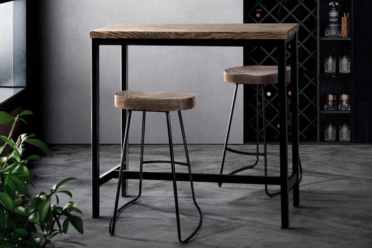 Artiss Vintage Industrial High Bar Table for Stool Kitchen Cafe Desk Dark Brown Price