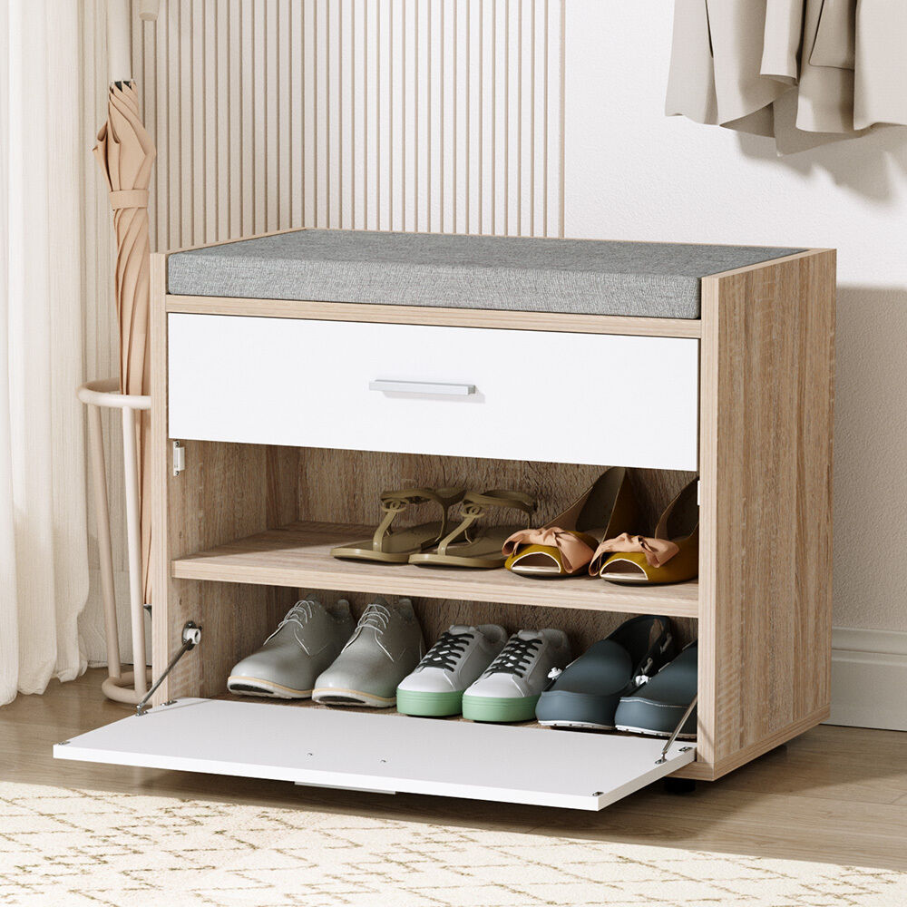 Shoe Rack Bench Shoe Cabinet 8 Pairs White Niva Price