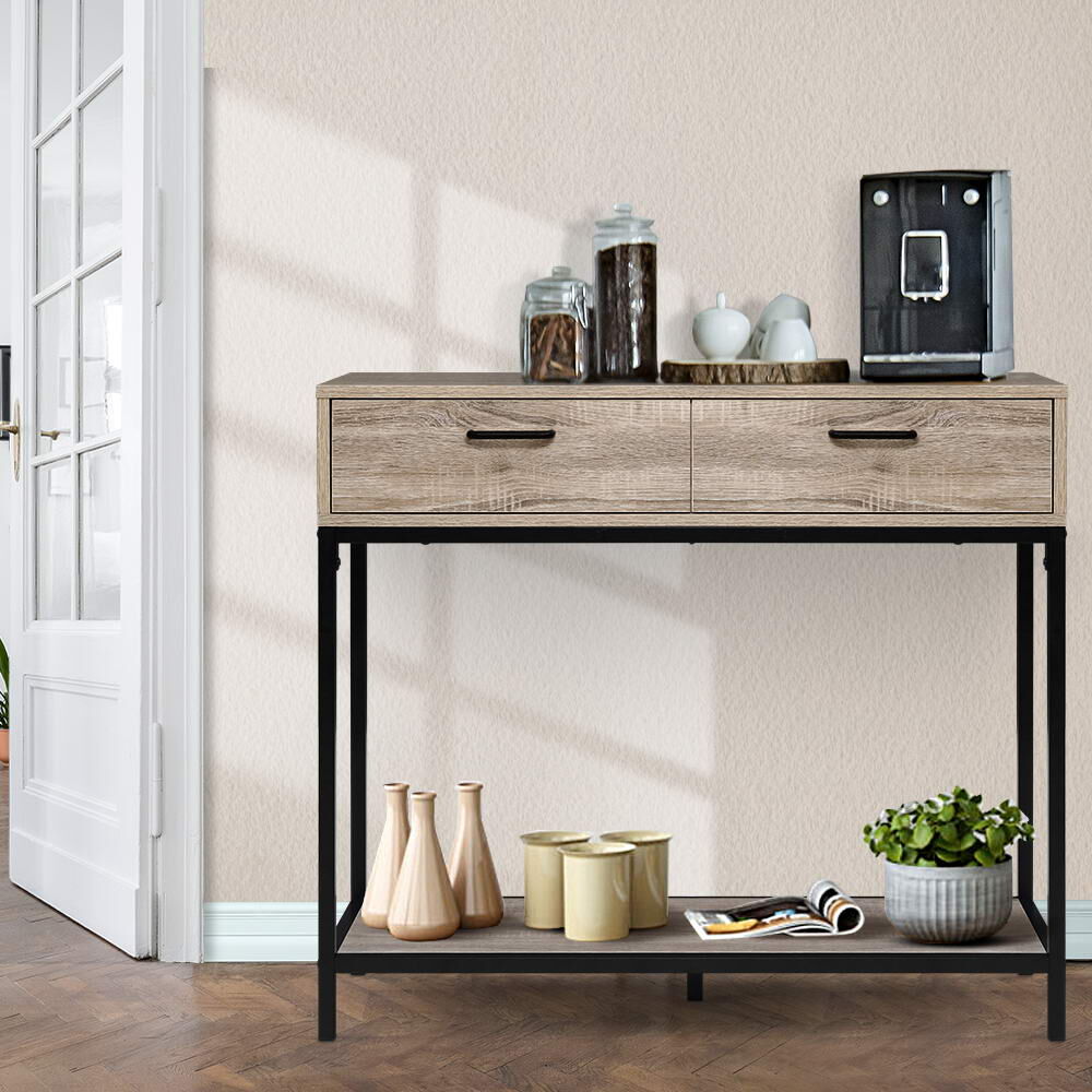 Artiss Hallway Console Table Hall Side Entry Display Desk Drawer Storage Oak Price