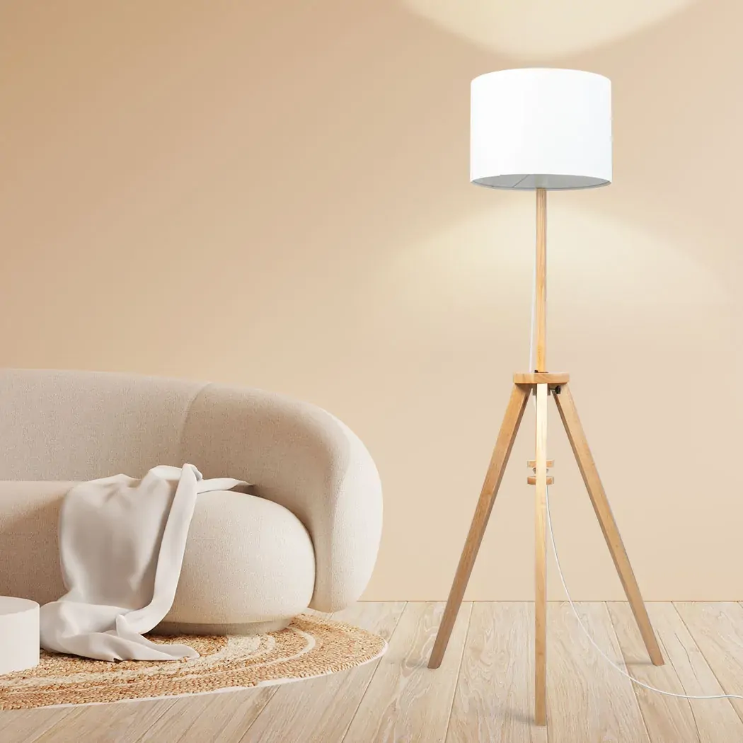Tripod Floor Lamp Wooden Modern Natural Price