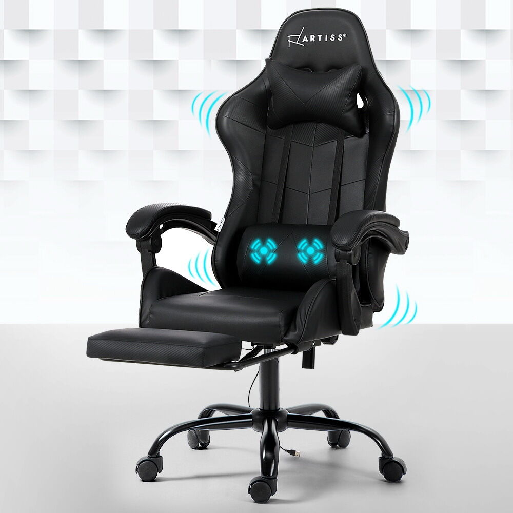 2 Point Massage Gaming Office Chair Footrest Black Price