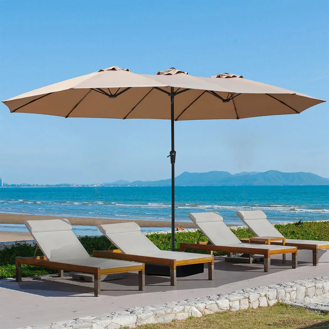 Centra 4M Double-sided Patio Umbrella Outdoor Umbrella Base Stand Khaki Price
