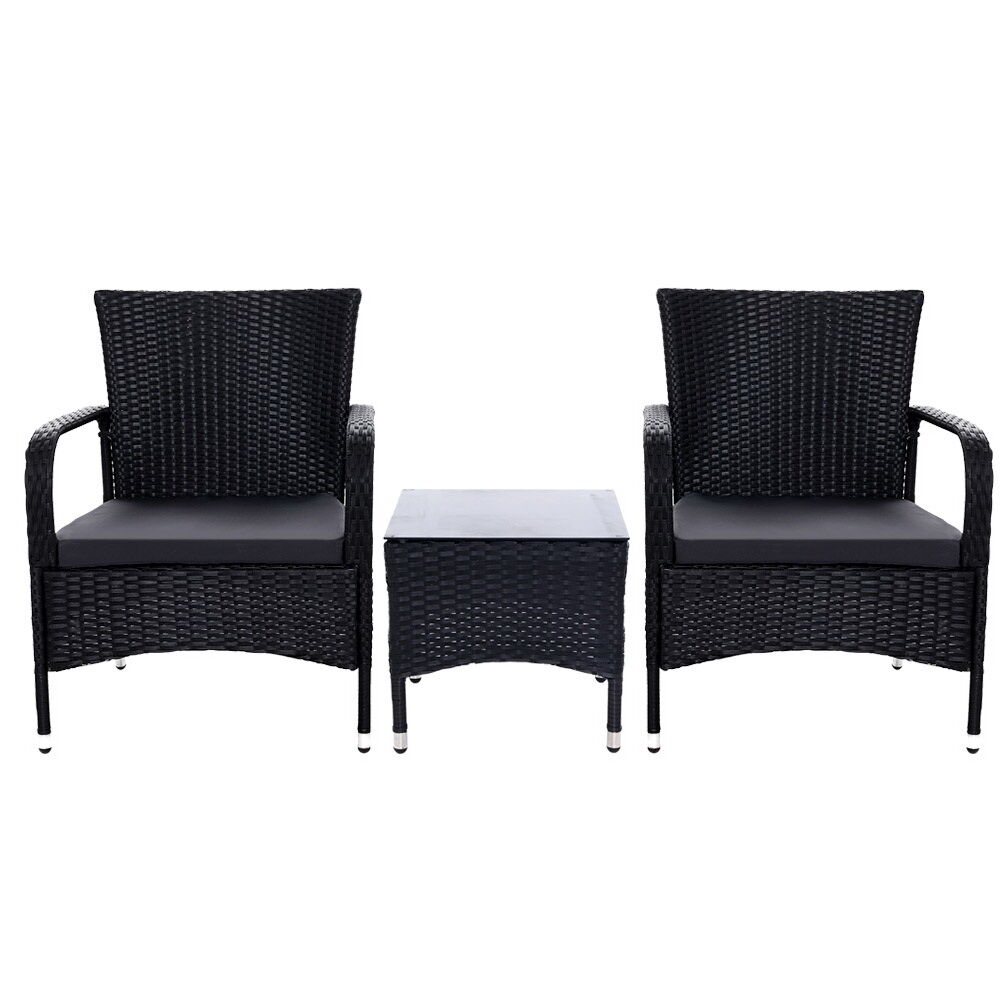 3PC Outdoor Bistro Set Patio Furniture Wicker Setting Chairs Table Luca Price