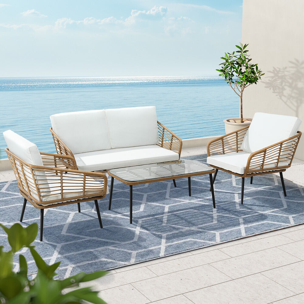 4-Piece Outdoor Sofa Set Rattan Lounge Setting Table Chairs Price