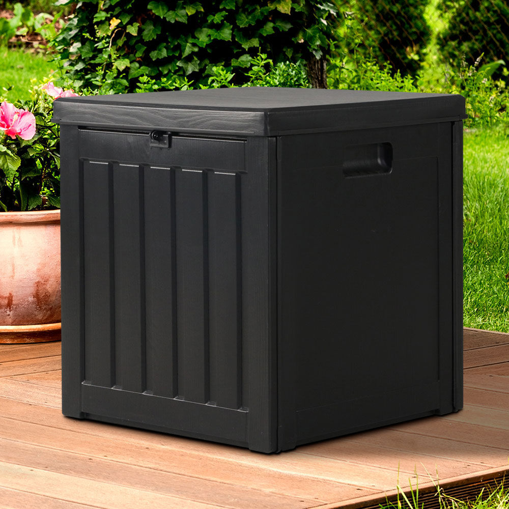 Outdoor Storage Box 80L Container Lockable Garden Toy Tool Shed Black Price