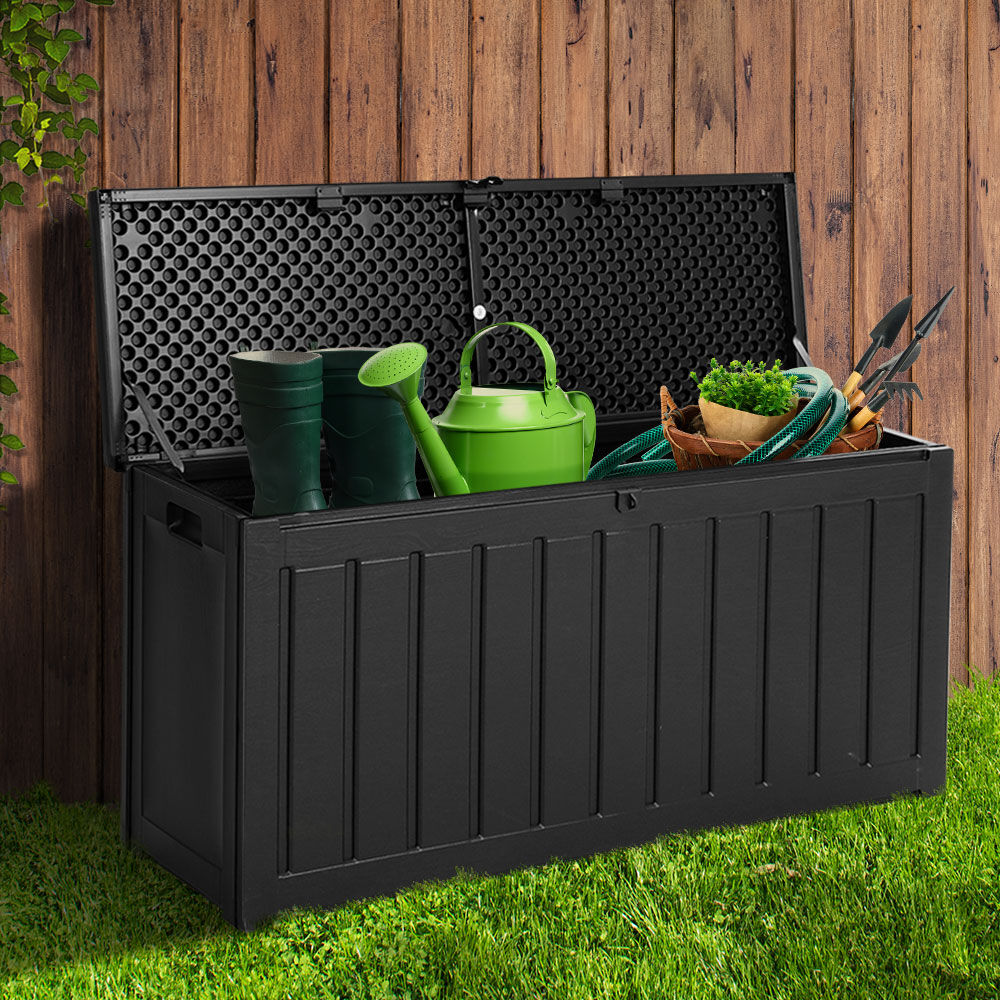 Outdoor Storage Box 240L Container Lockable Garden Bench Tool Shed Black Price