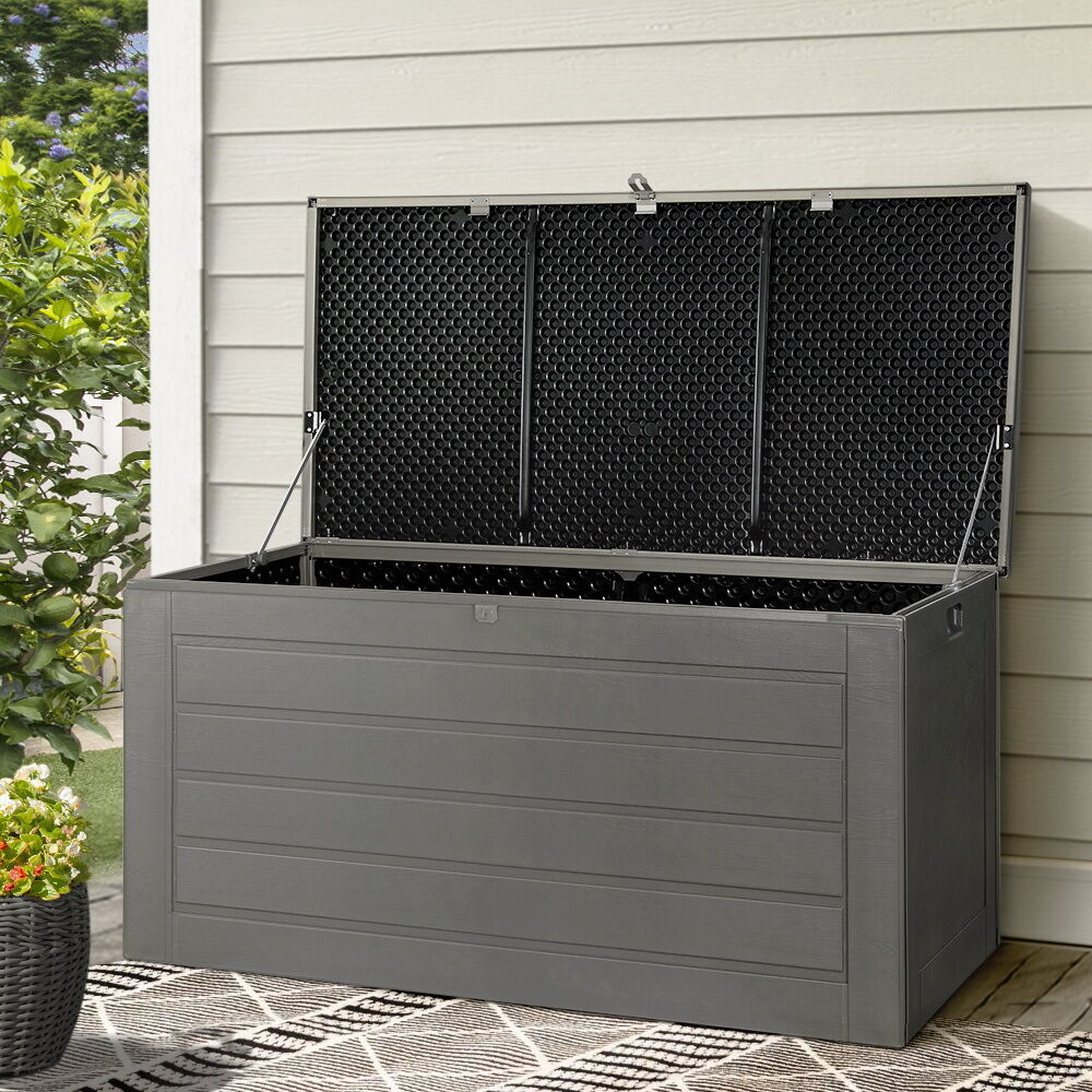 Outdoor Storage Box 680L Container Lockable Garden Bench Tool Shed Black Price