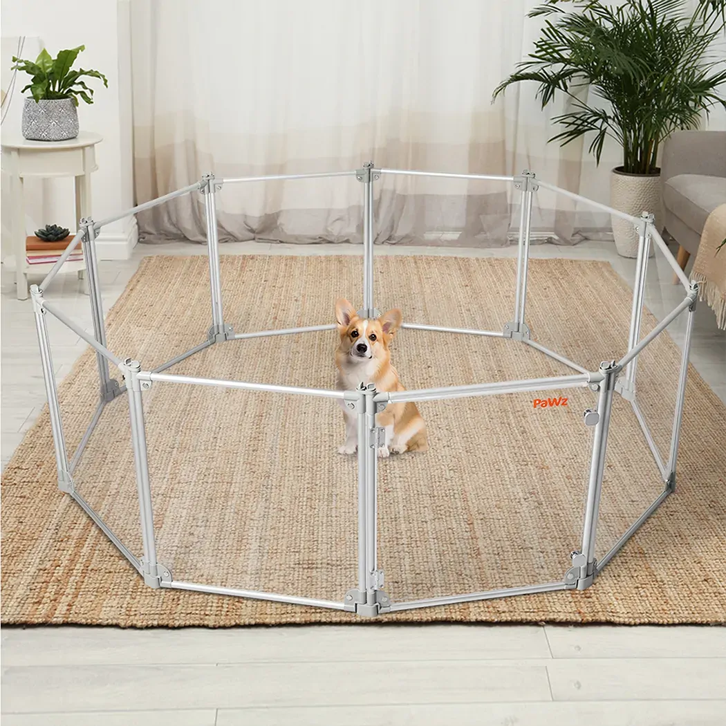 Pet Playpen Transparent Acrylic Clear Folding Dog Fence Kennel 10 Panel Price