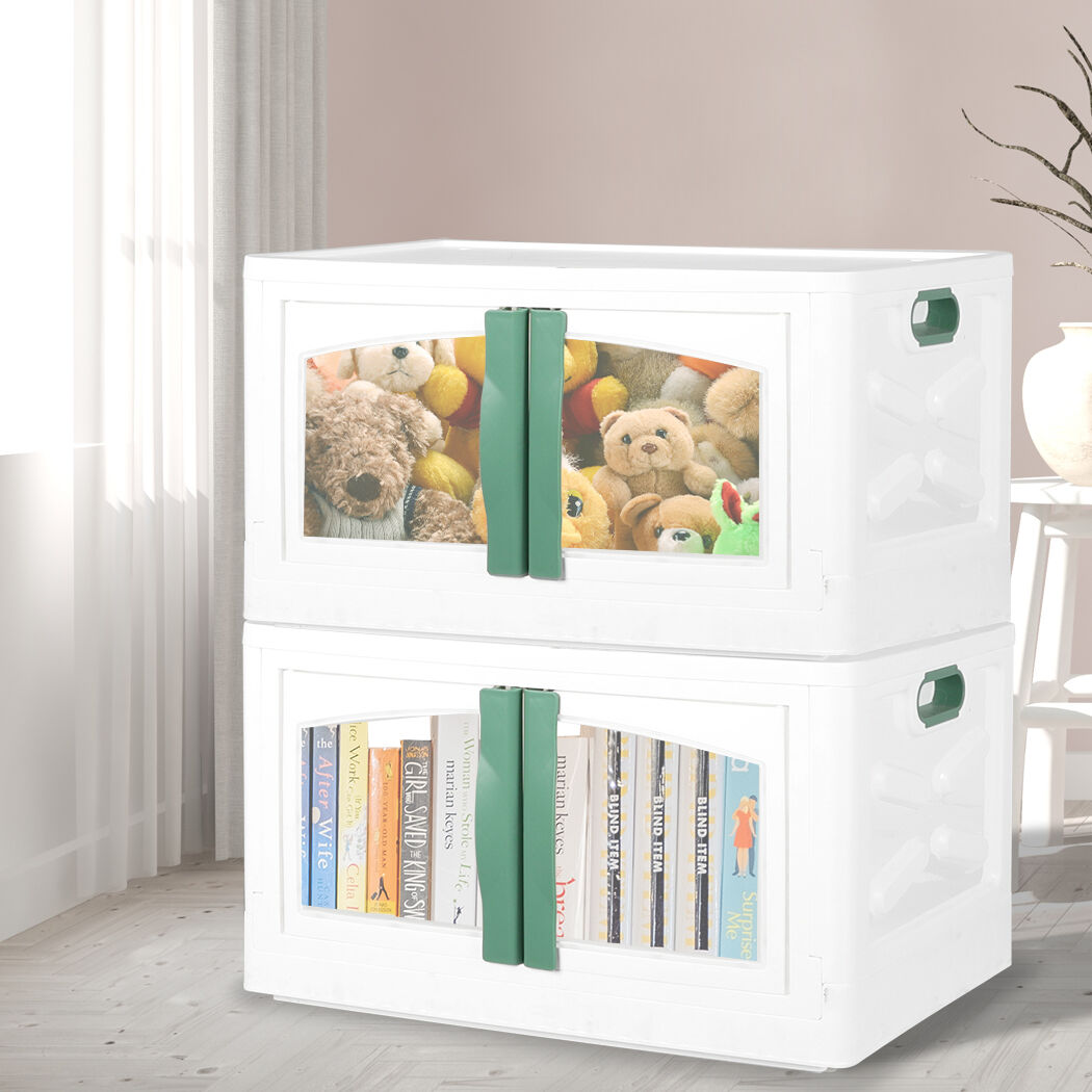 Foldable Storage Box Stackable Container Green Price