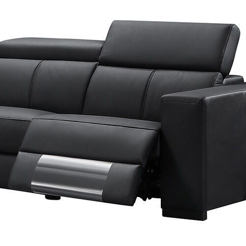 Washington Real Leather Sofa With PVC Black Colour Price