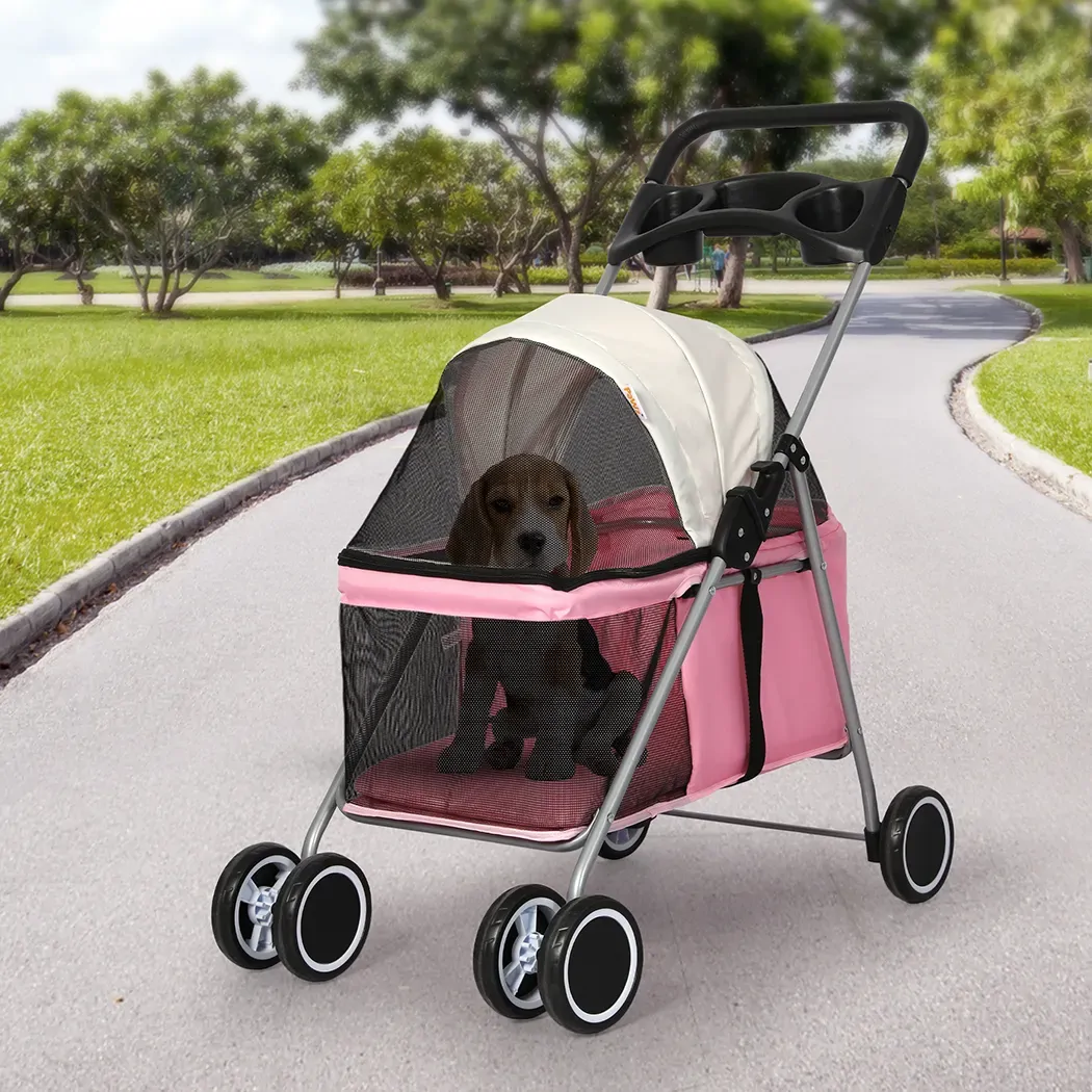 Pet Stroller Dog Cat Carrier Foldable Pink Price