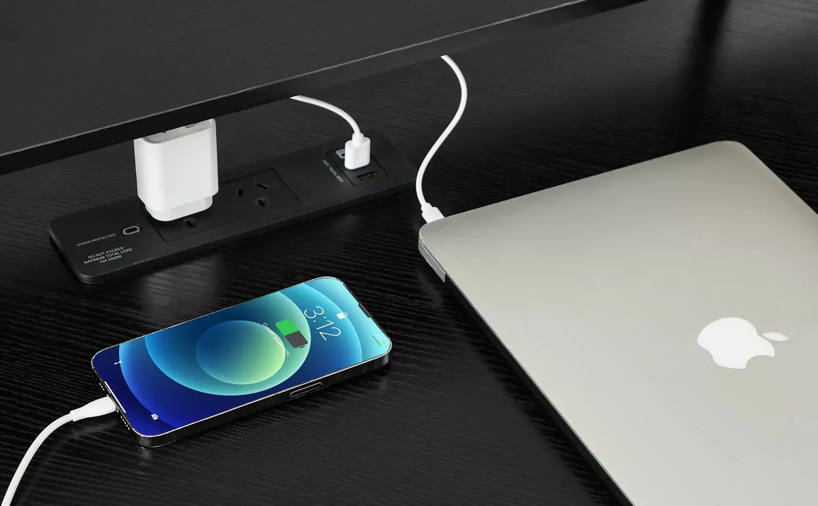 L-Shaped Desk with Built-In Charging Station, Black Price