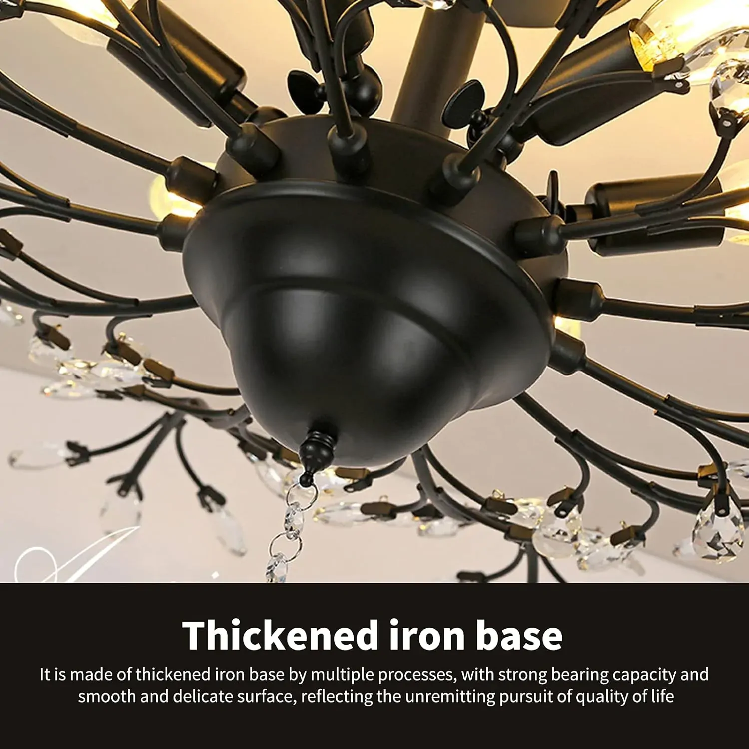 Crystal Chandelier LED Ceiling Light , 4 lights, Black Price