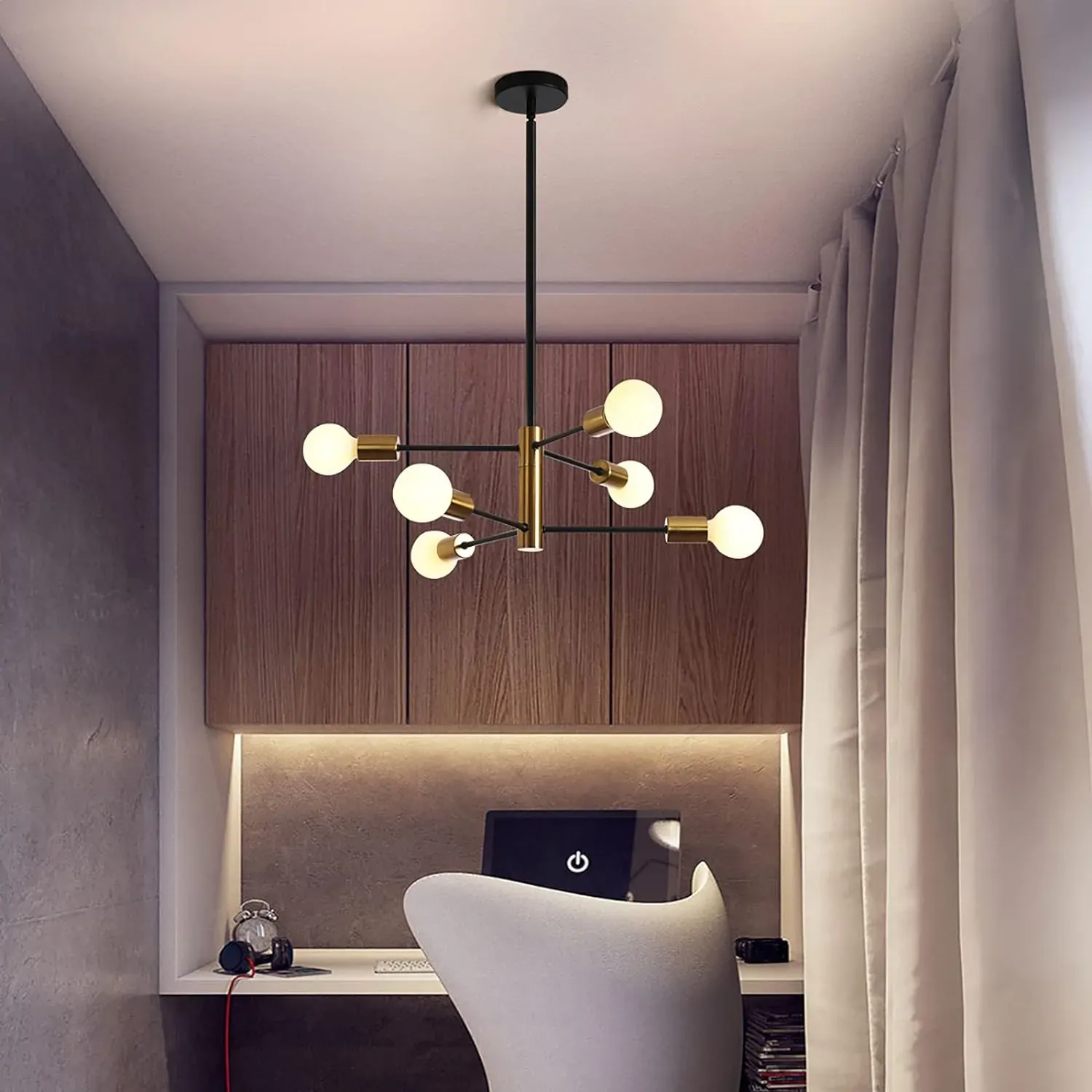 Sputnik Chandelier Modern Industrial, 6-Light , Black & Gold Price