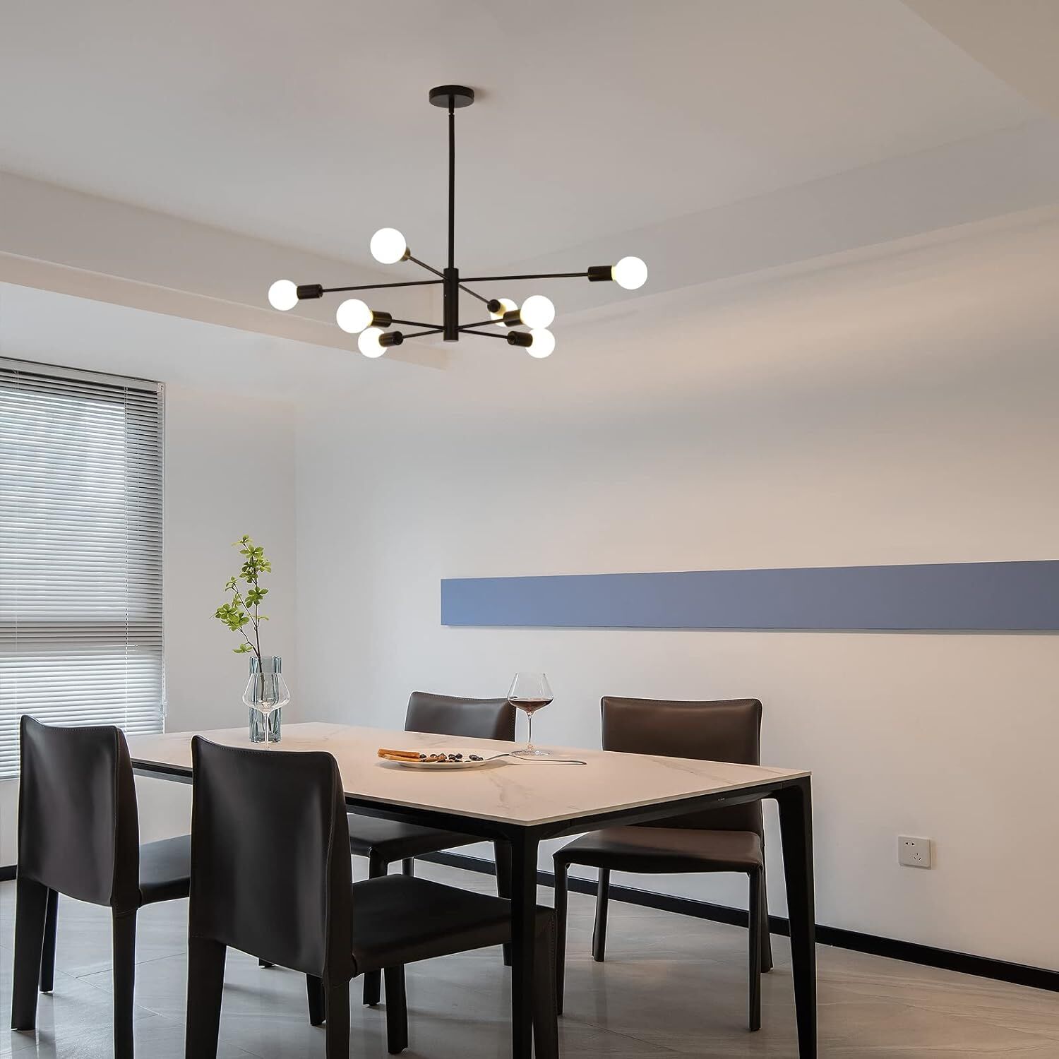 Modern Sputnik Chandelier, 8 Light, Black Price