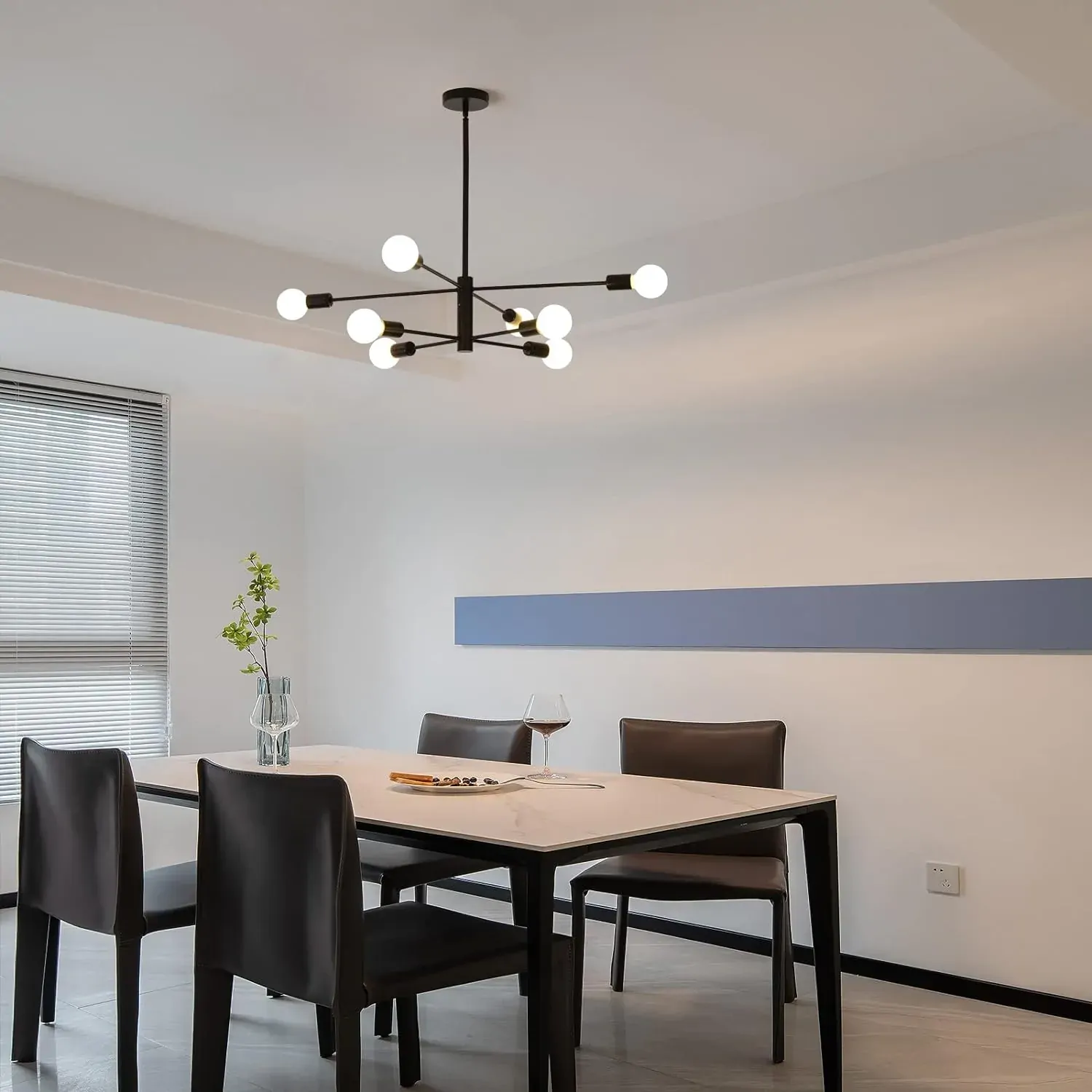 Modern Sputnik Chandelier, 8 Light, Black Price