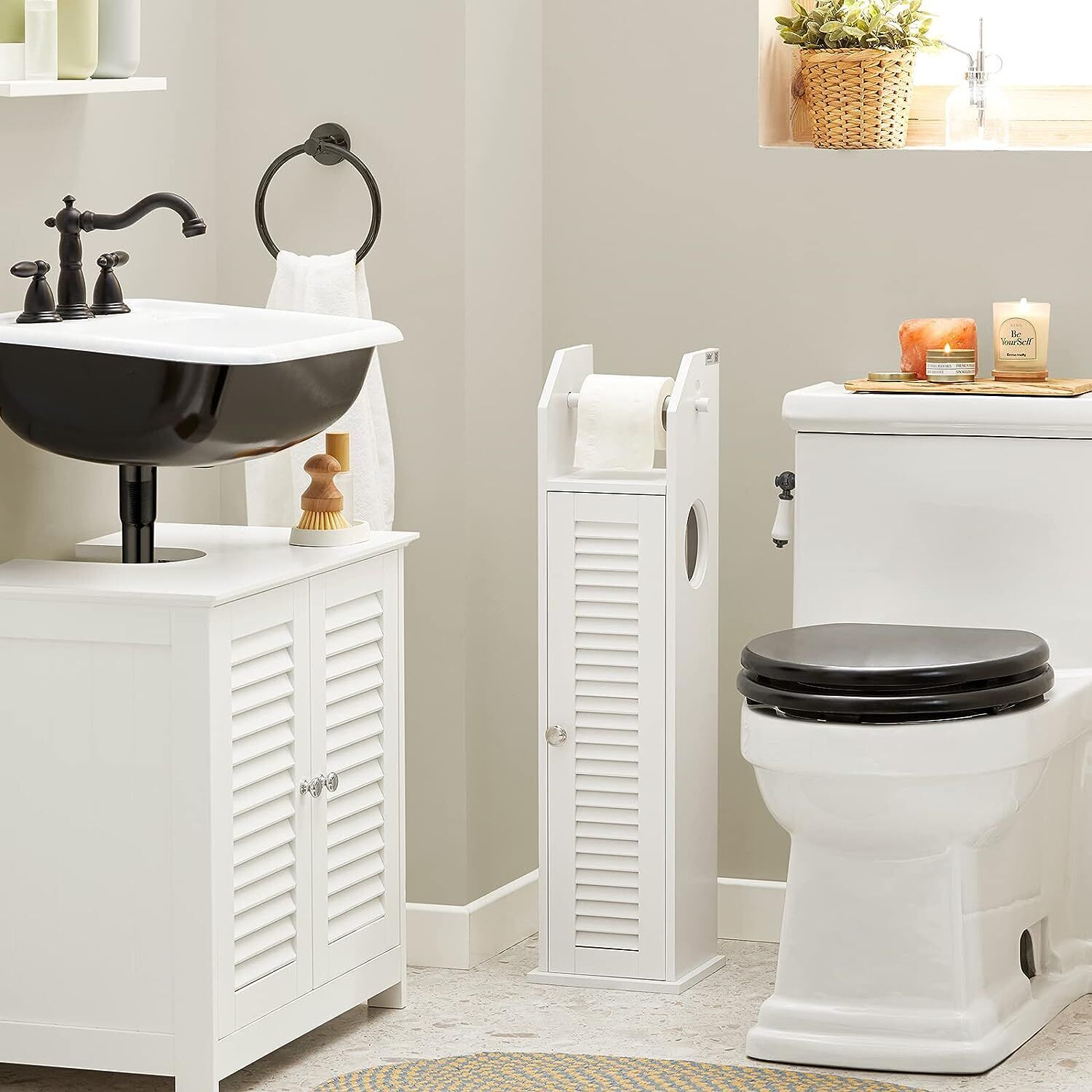 Wooden Bathroom Storage Cabinet, White Price