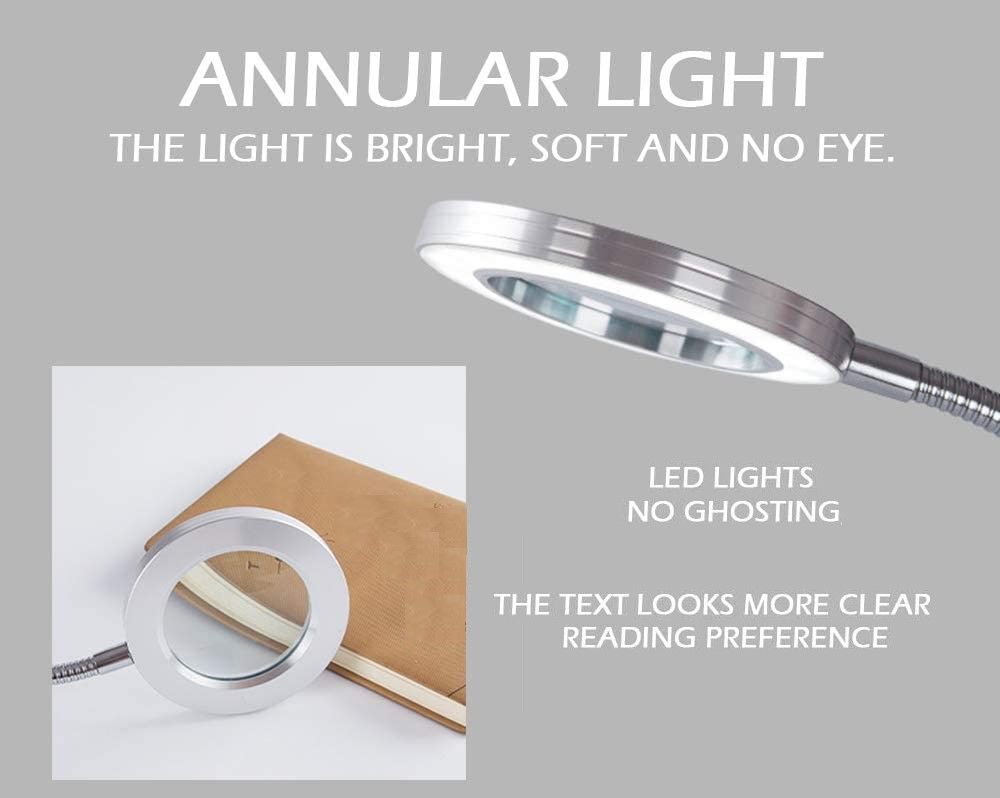 Lighting LED 8X Magnifying Lamp with Metal Clamp 360° Flexible Gooseneck and USB Plug Design for Tattoo, Manicure and Reading Price