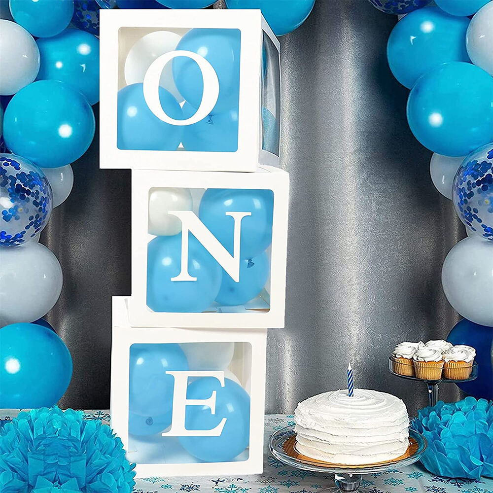 ONE Balloons Box Clear Gift Boxes Gift Birthday Baby Shower Party AU Price