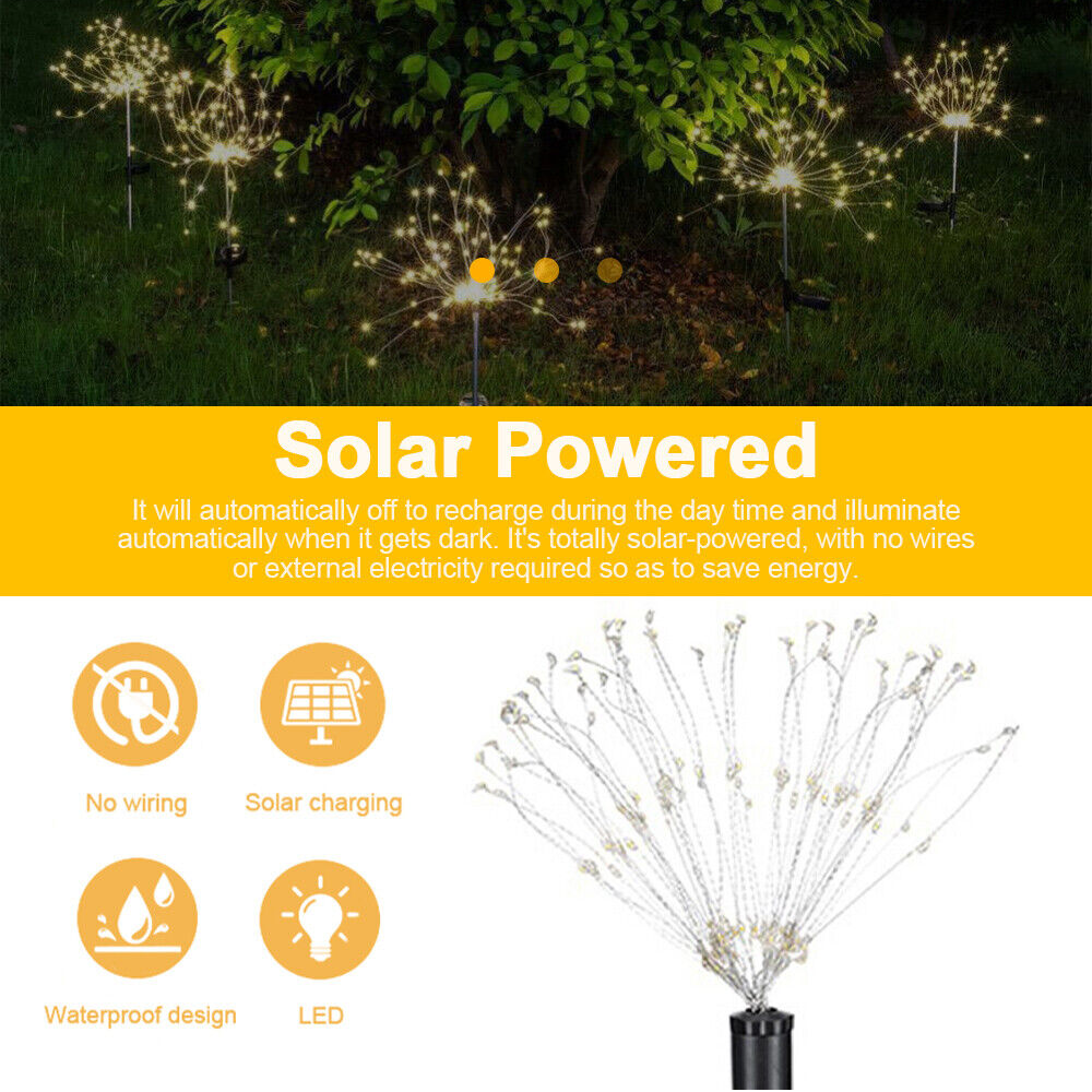 Colourful Fireworks 150 LED Fairy String Lights Starburst Solar Xmas Garden Night Lamp Hot NEW Price