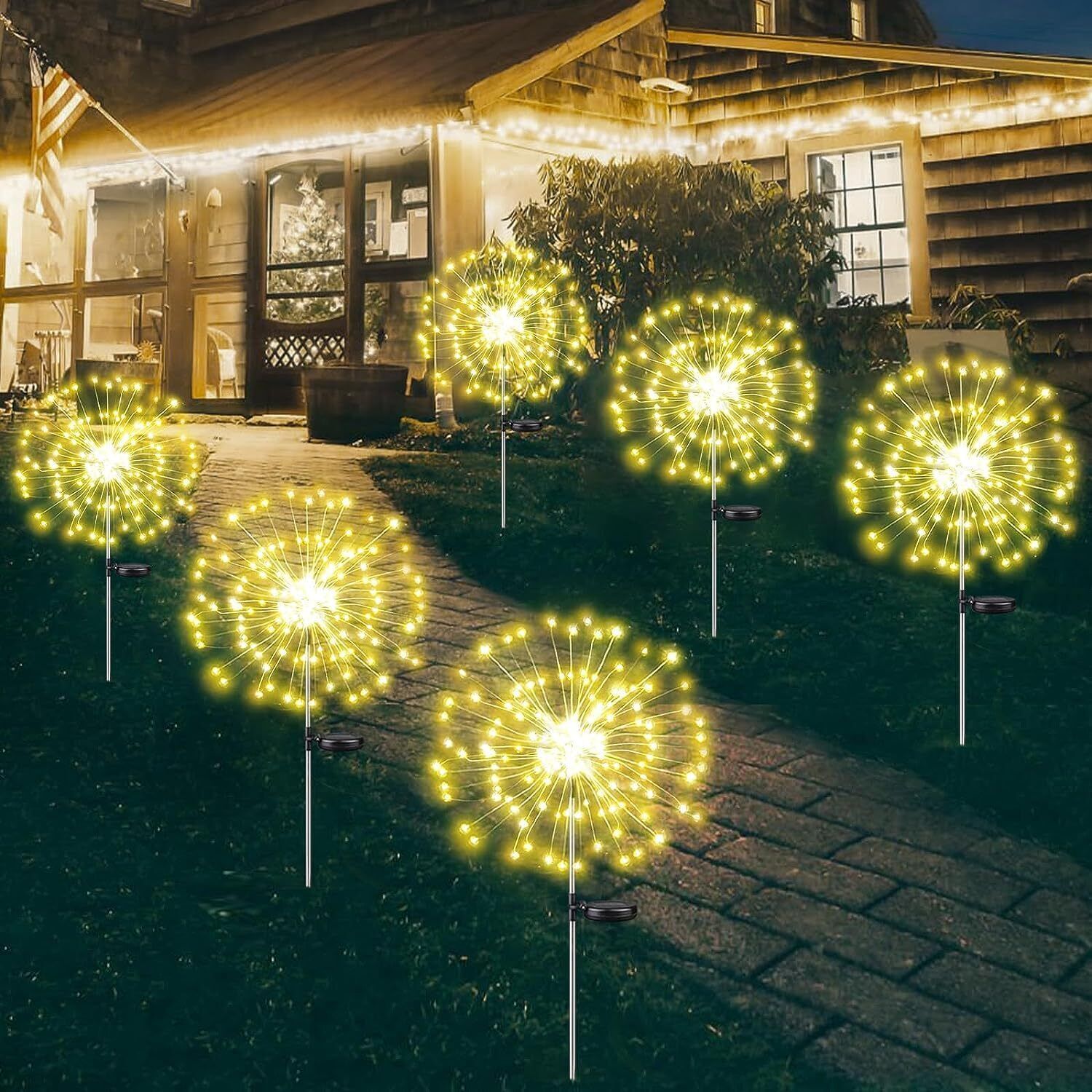 Warm White Fireworks 180 LED Fairy String Lights Starburst Solar Xmas Garden Night Lamp Hot NEW Price